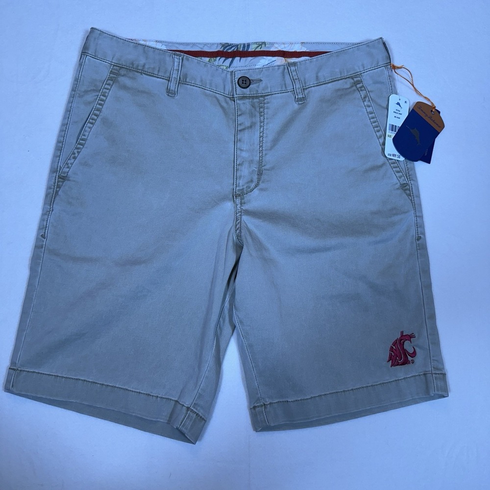 Tommy Bahama Shorts Men 30 Boracay Chino Khaki Tencel Blend Washington Cougars